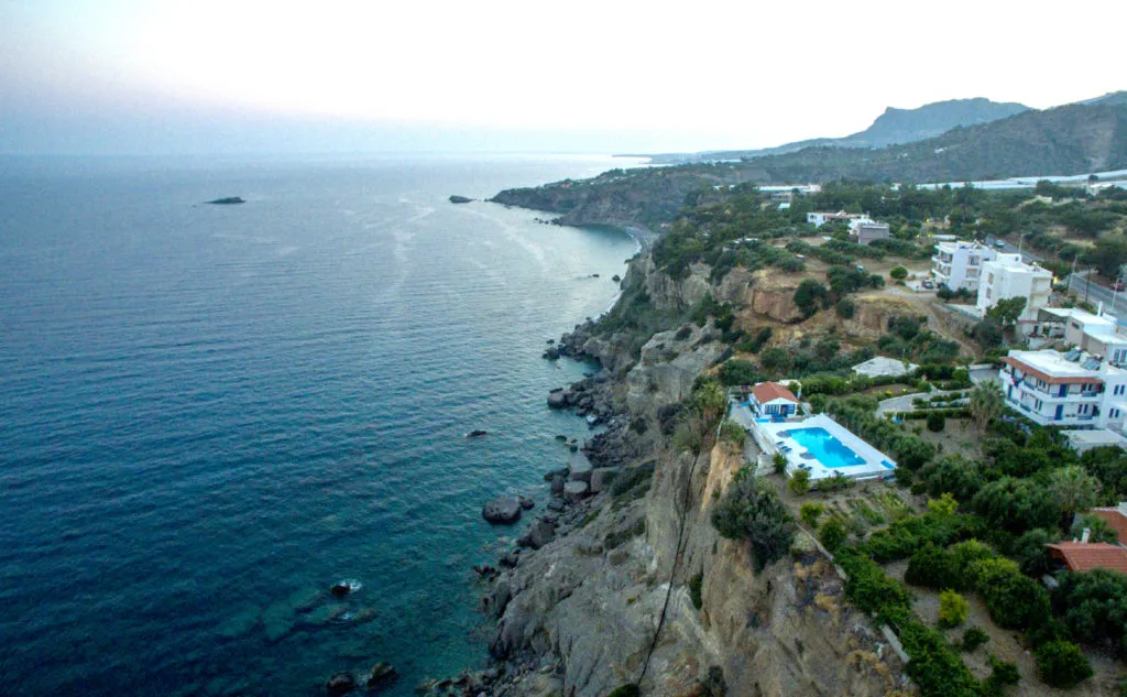 The cliff and pool seen from above