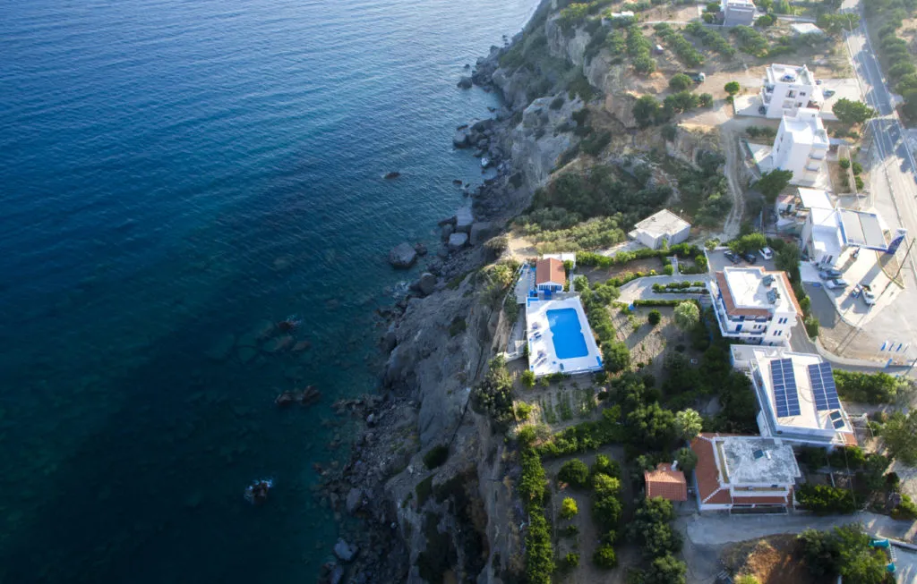 Aerial view of the Achlia coastline